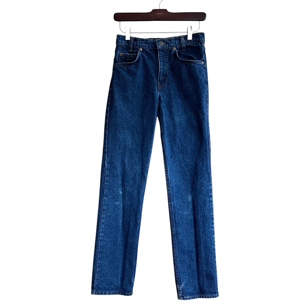 Vintage Levi’s 80s Student High Waisted Straight Orange Tab Jeans Dark Wash 26